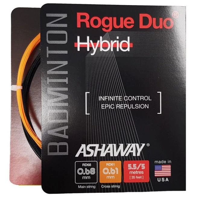 Ashaway Rogue Duo Hybrid Badminton String (Black/Orange) 1 Ashaway Rogue Duo Hybrid Badminton String (Black/Orange)