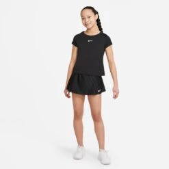 Nike Girls' Dri-FIT Victory Flouncy Skirt (Black/White) -Racquet Guys Shop CV7575 010 PHSYM004 3144