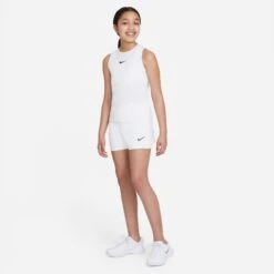 Nike Girls' Dri-FIT Victory Shorts (White/Black) 10 Nike Girls' Dri-FIT Victory Shorts (White/Black) -Racquet Guys Shop DB5612 100 PHSYM003 3144