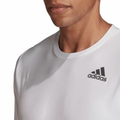 Adidas Men's Freelift AeroReady Top (White) -Racquet Guys Shop FP7969 APP on model detail 1 white
