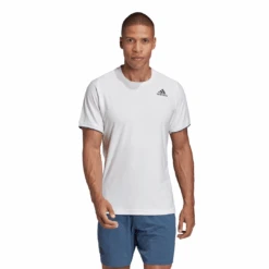Adidas Men's Freelift AeroReady Top (White) -Racquet Guys Shop FP7969 APP on model standard white