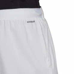Adidas Men's Club Stretch Woven 7-Inch Shorts (White/Black) -Racquet Guys Shop GH7222 APP on model detail 1 white