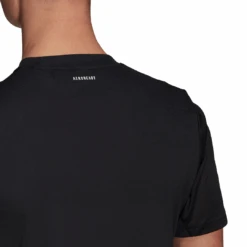 Adidas Men's 3 Stripes Club Top (Black) -Racquet Guys Shop GL5403 APP on model detail 2 white