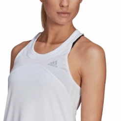 Adidas Women's Club Tank (White/Grey) -Racquet Guys Shop GL5520 APP on model detail 1 white