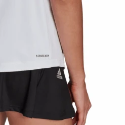 Adidas Women's Club Tank (White/Grey) -Racquet Guys Shop GL5520 APP on model detail 2 white