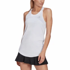 Adidas Women's Club Tank (White/Grey) -Racquet Guys Shop GL5520 APP on model front white