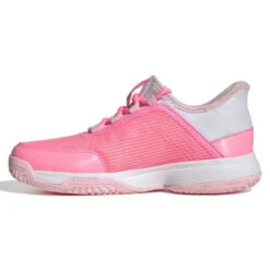 Adidas Adizero Club Junior Tennis Shoe (Pink/White) -Racquet Guys Shop GX1855 5 FOOTWEAR Photography SideMedialCenterView white