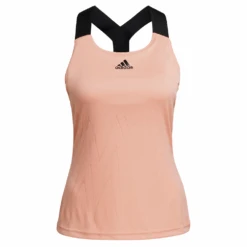 Adidas Women's Tennis Primeblue Aeroknit Y-Tank Top (Ambient Blush) -Racquet Guys Shop H31426 APP photo front center white
