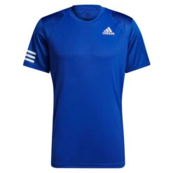 Adidas Men's 3 Stripes Club Top (Blue/White) -Racquet Guys Shop H34690 APP photo front center white