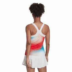 Adidas Women's Mel Y-Tank Top (White/Red/Blue) 10 Adidas Women's Mel Y-Tank Top (White/Red/Blue) -Racquet Guys Shop HA7614 APP on model back white