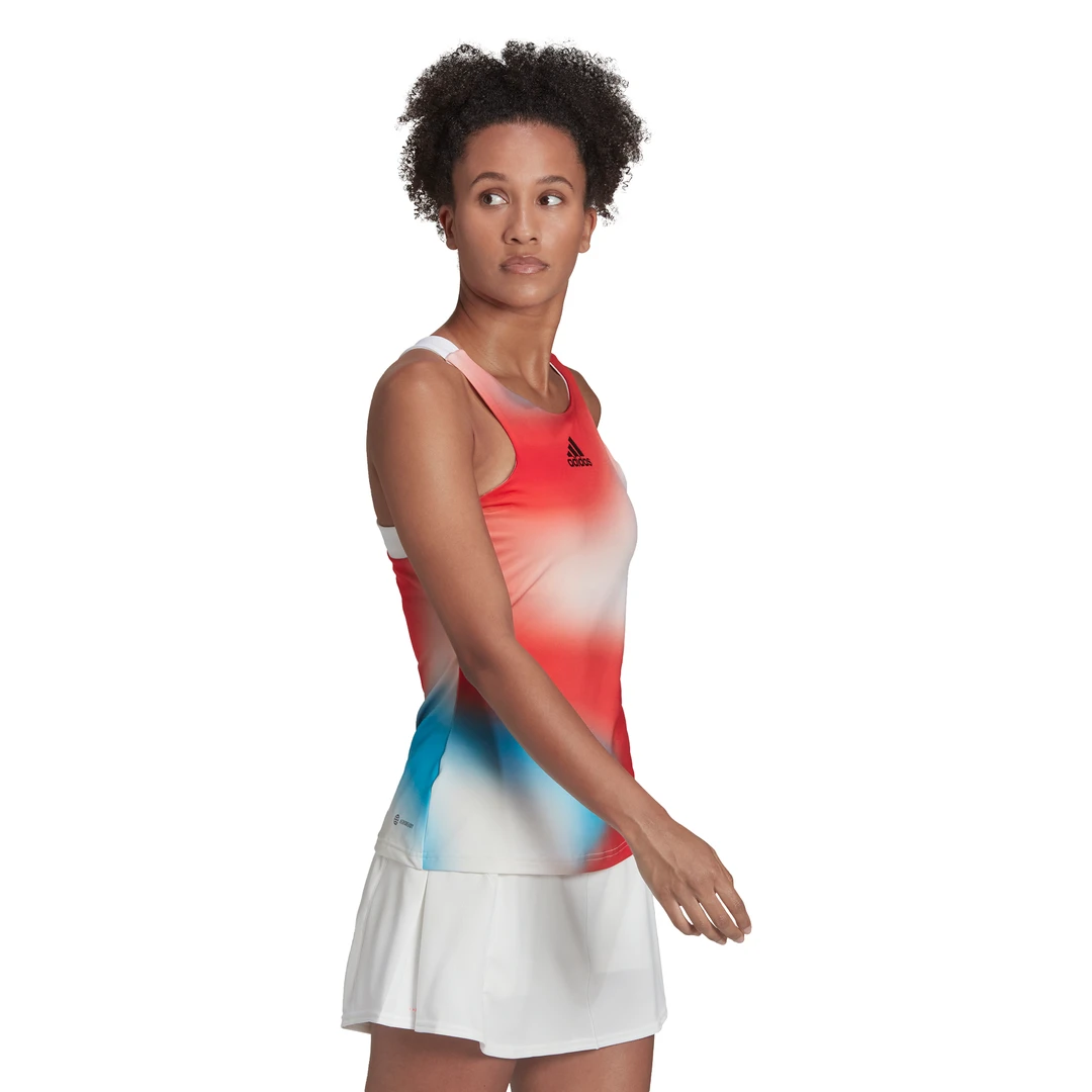 Adidas Women's Mel Y-Tank Top (White/Red/Blue) 2 Adidas Women's Mel Y-Tank Top (White/Red/Blue) - Image 2
