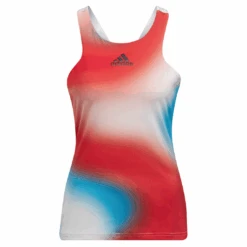Adidas Women's Mel Y-Tank Top (White/Red/Blue) 9 Adidas Women's Mel Y-Tank Top (White/Red/Blue) -Racquet Guys Shop HA7614 APP photo front center white