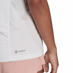 Adidas Women's Club Tennis Top (White/Grey Two) -Racquet Guys Shop HF1783 APP on model detail 2 white