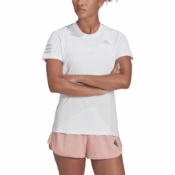 Adidas Women's Club Tennis Top (White/Grey Two) -Racquet Guys Shop HF1783 APP on model front white