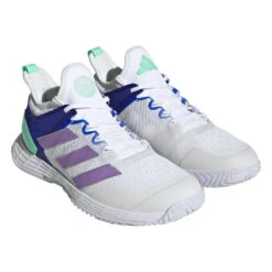 Adidas Adizero Ubersonic 4 Women's Tennis Shoe (White) 10 Adidas Adizero Ubersonic 4 Women's Tennis Shoe (White) -Racquet Guys Shop HQ8390 6 FOOTWEAR Photography FrontLateralTopView transparent