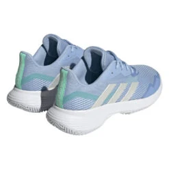 Adidas CourtJam Control Women's Tennis Shoe (Blue/White) 9 Adidas CourtJam Control Women's Tennis Shoe (Blue/White) -Racquet Guys Shop HQ8471 7 FOOTWEAR Photography BackLateralTopView transparent