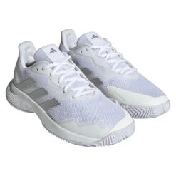Adidas CourtJam Control Women's Tennis Shoe (White) -Racquet Guys Shop HQ8473 6 FOOTWEAR Photography FrontLateralTopView transparent
