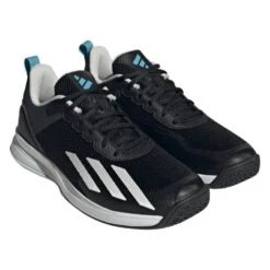 Adidas Courtflash Speed Men's Tennis Shoe (Black/White) -Racquet Guys Shop HQ8482 6 FOOTWEAR Photography FrontLateralTopView transparent