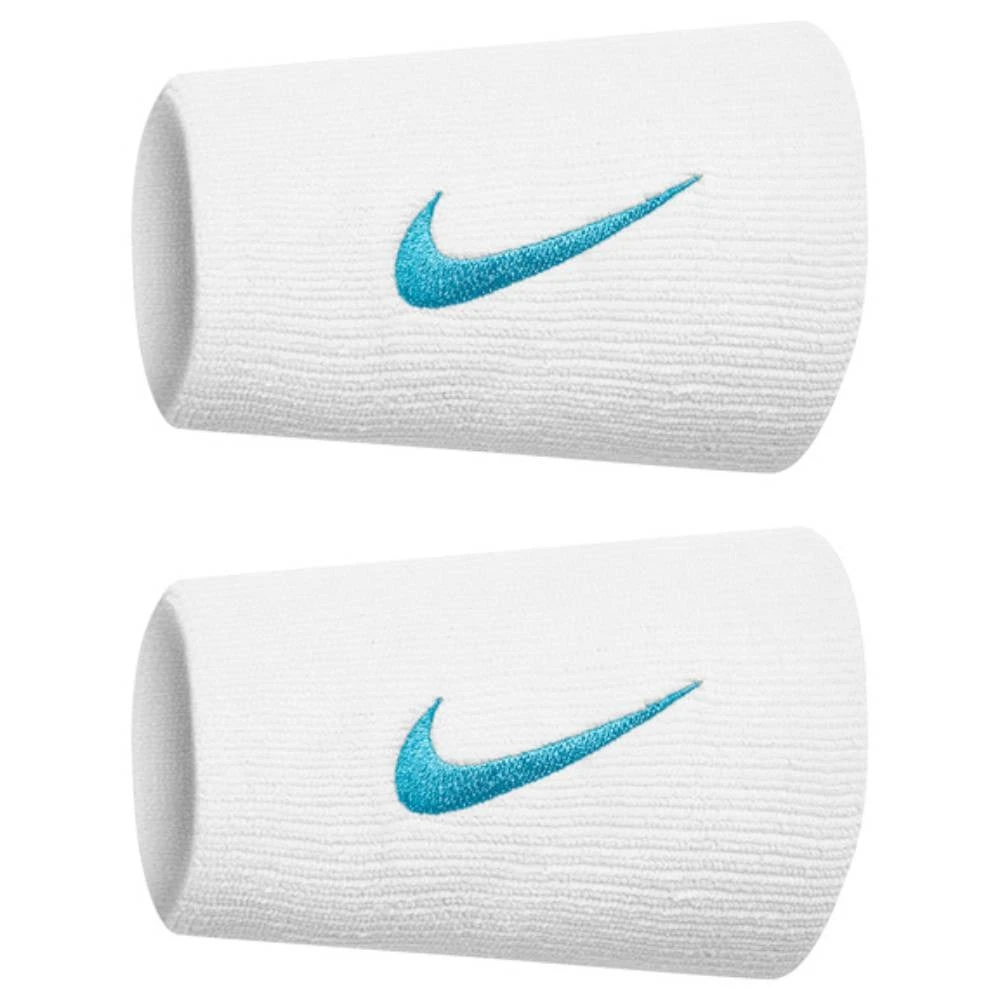 Nike Tennis Premier Doublewide Wristband (White/Blue) 1 Nike Tennis Premier Doublewide Wristband (White/Blue)