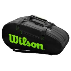 Wilson Super Tour 15 Pack Racquet Bag (Black/Green) 12 Wilson Super Tour 15 Pack Racquet Bag (Black/Green) -Racquet Guys Shop WR8004101001 Super Tour 3 Comp BKGR Back