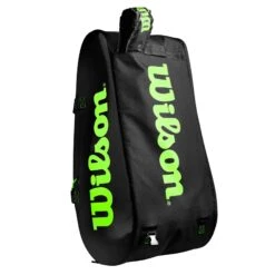 Wilson Super Tour 15 Pack Racquet Bag (Black/Green) 14 Wilson Super Tour 15 Pack Racquet Bag (Black/Green) -Racquet Guys Shop WR8004101001 Super Tour 3 Comp BKGR Removable Straps Detail