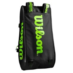 Wilson Super Tour 15 Pack Racquet Bag (Black/Green) 15 Wilson Super Tour 15 Pack Racquet Bag (Black/Green) -Racquet Guys Shop WR8004101001 Super Tour 3 Comp BKGR Removable Straps Detail2
