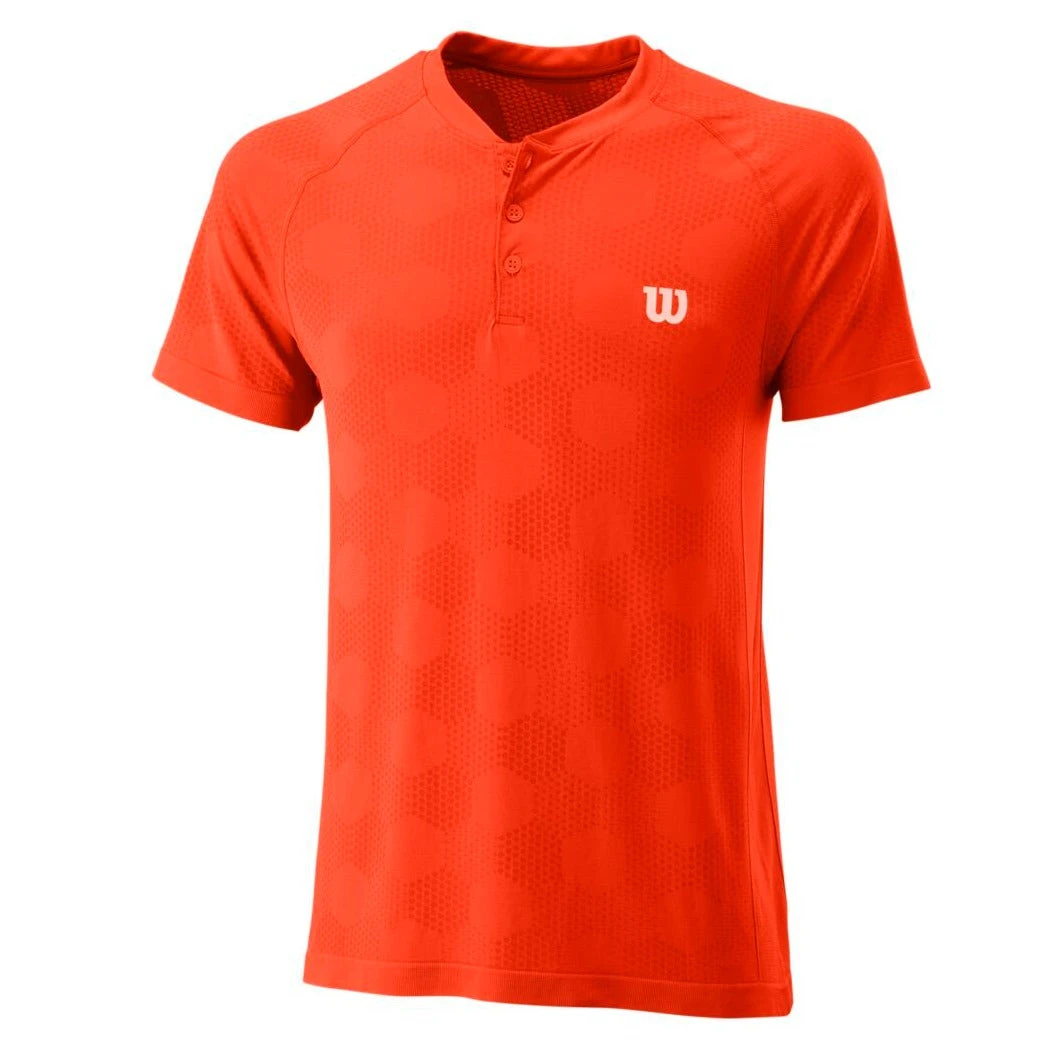 Wilson Men's Power Seamless Henley (Tangerine Tango) 1 Wilson Men's Power Seamless Henley (Tangerine Tango)