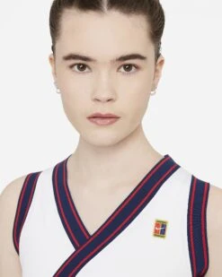 Nike Women's Dri-FIT Slam Dress (White/Binary Blue) -Racquet Guys Shop nikecourt dri fit slam womens tennis dress tT8dbn 0dccc3f9 f96d 48ce 9fdf b3f1839631e3