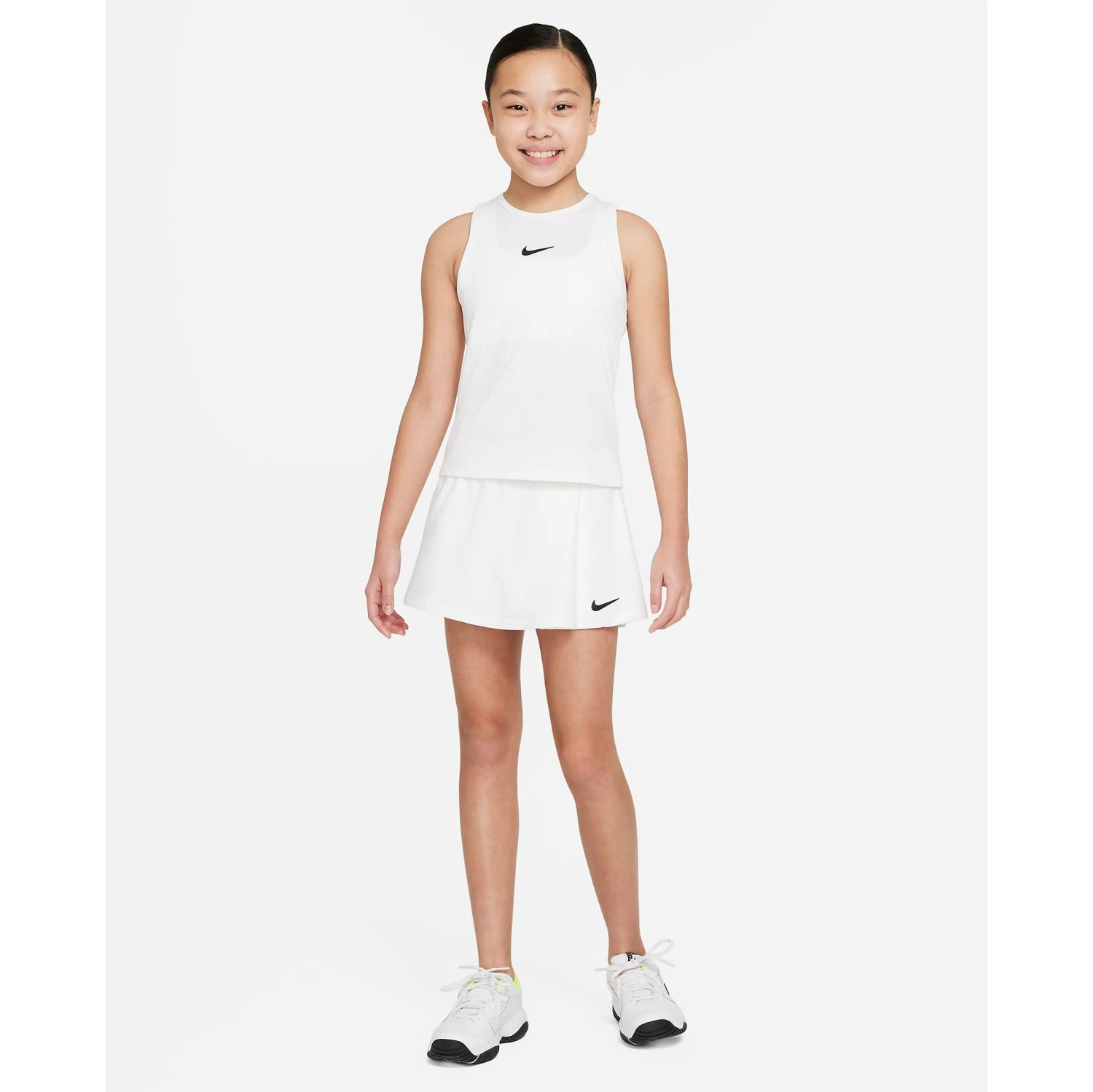 Nike Girls Dri-FIT Victory Flouncy Skirt (White/Black) 6 Nike Girls Dri-FIT Victory Flouncy Skirt (White/Black) - Image 6